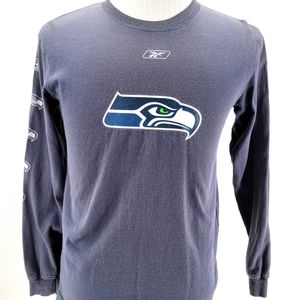 NFL Reebok Youth Size Large 14/16 Navy Blue Long Sleeve Crew Neck Shirt